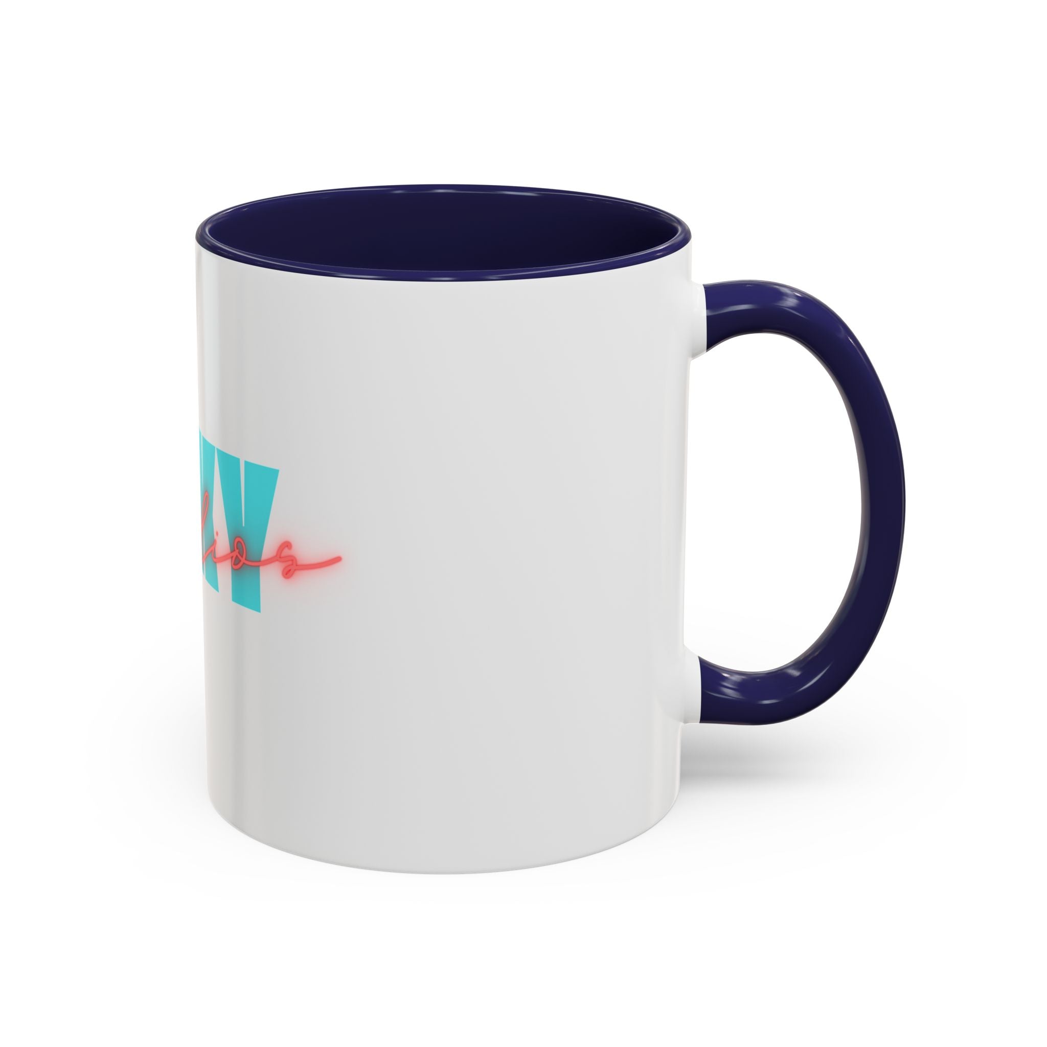 Moxy Cafe Accent Mug — Retro Turquoise & Neon Pink Coffee Cup (11/15oz)