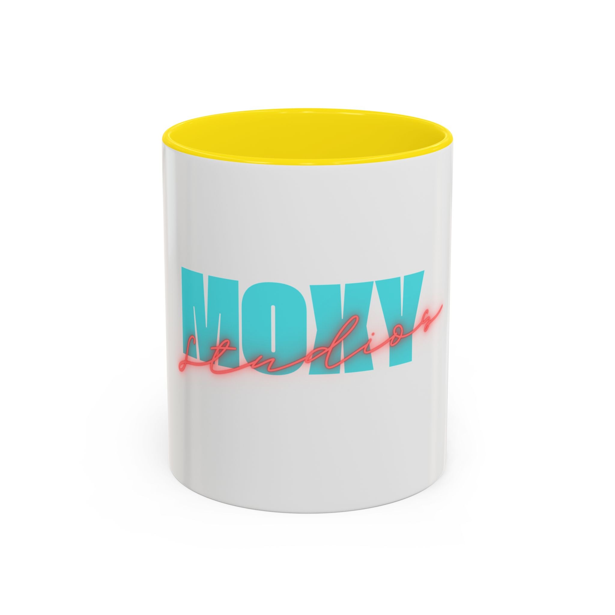 Moxy Cafe Accent Mug — Retro Turquoise & Neon Pink Coffee Cup (11/15oz)