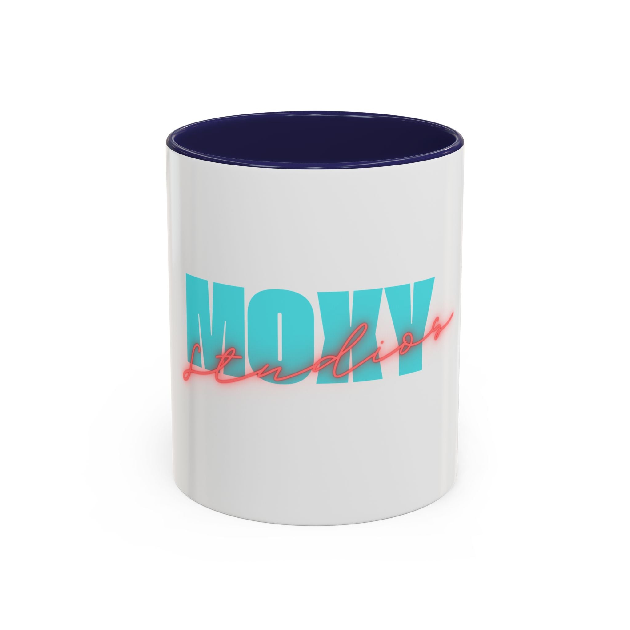 Moxy Cafe Accent Mug — Retro Turquoise & Neon Pink Coffee Cup (11/15oz)