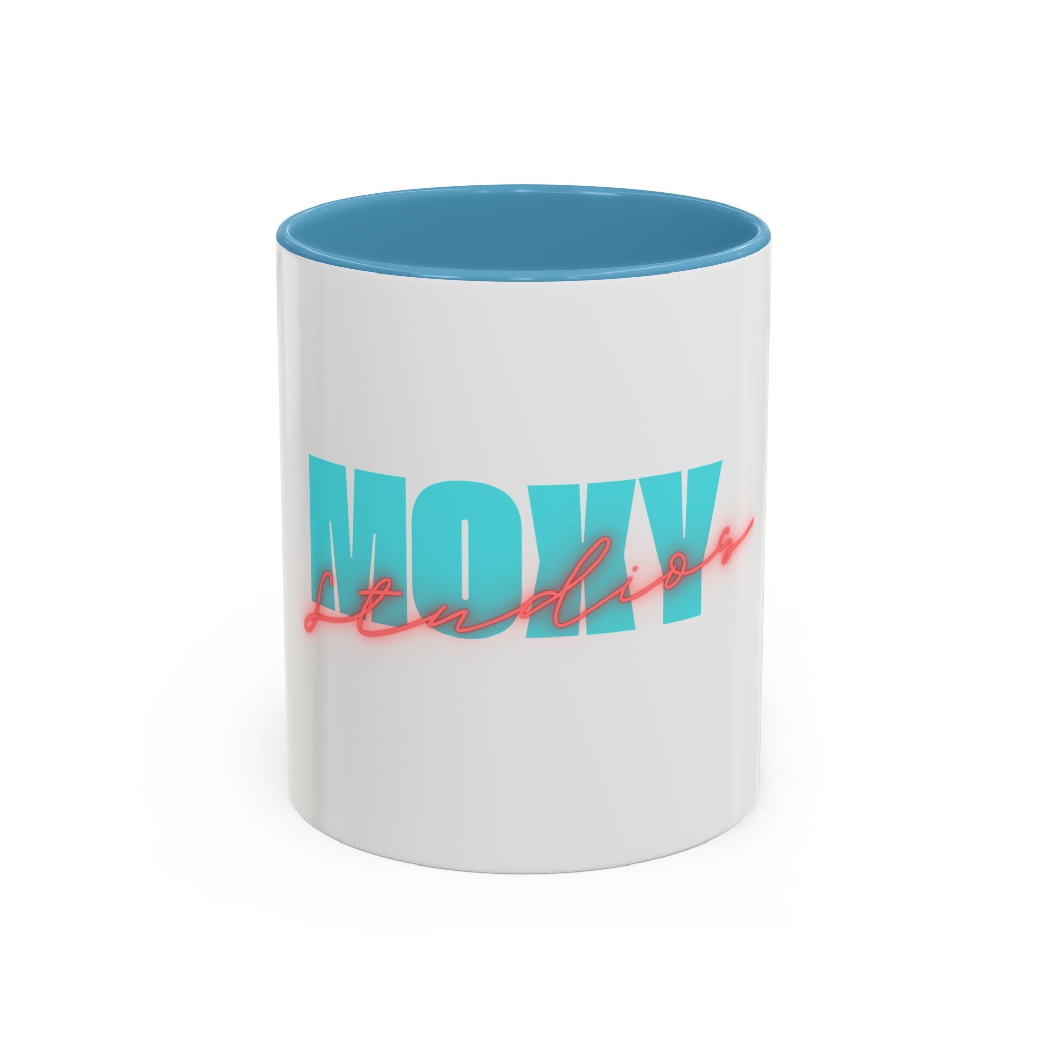Moxy Cafe Accent Mug — Retro Turquoise & Neon Pink Coffee Cup (11/15oz)