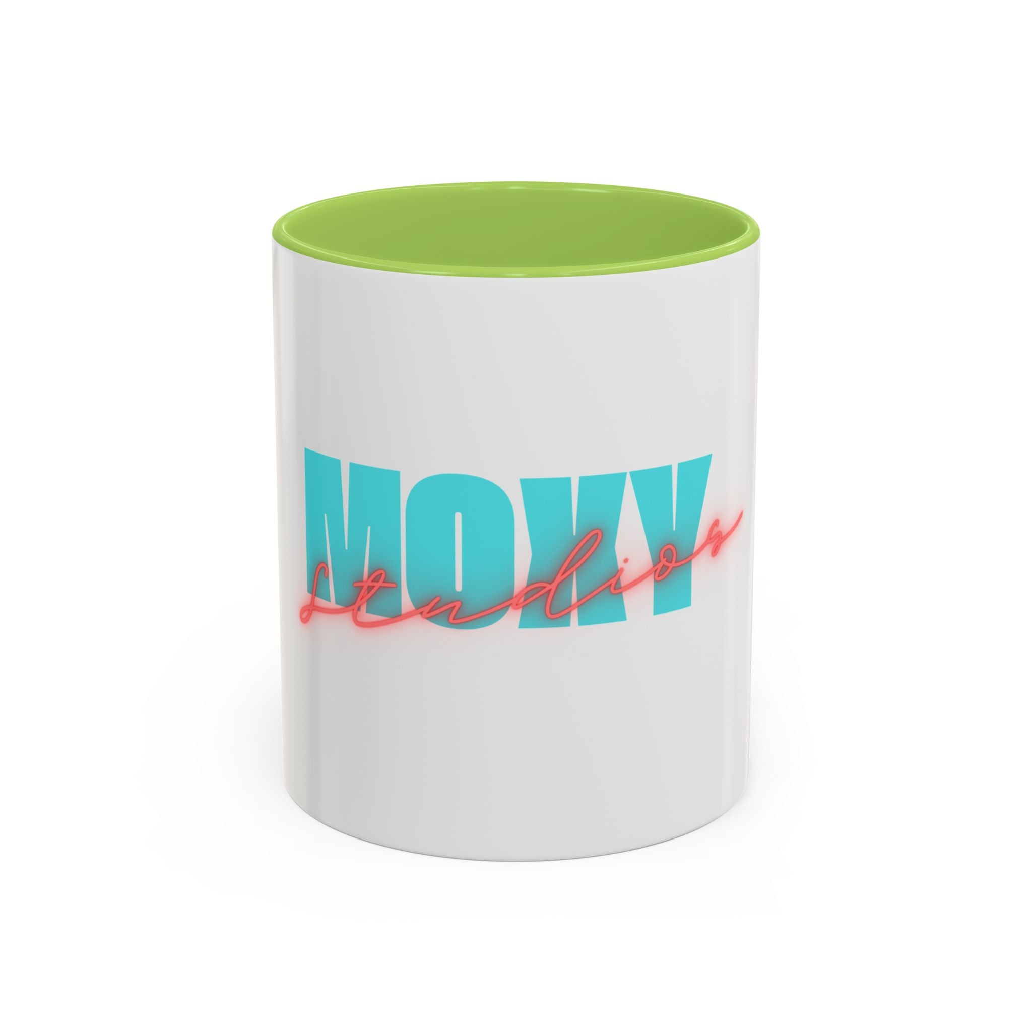 Moxy Cafe Accent Mug — Retro Turquoise & Neon Pink Coffee Cup (11/15oz)