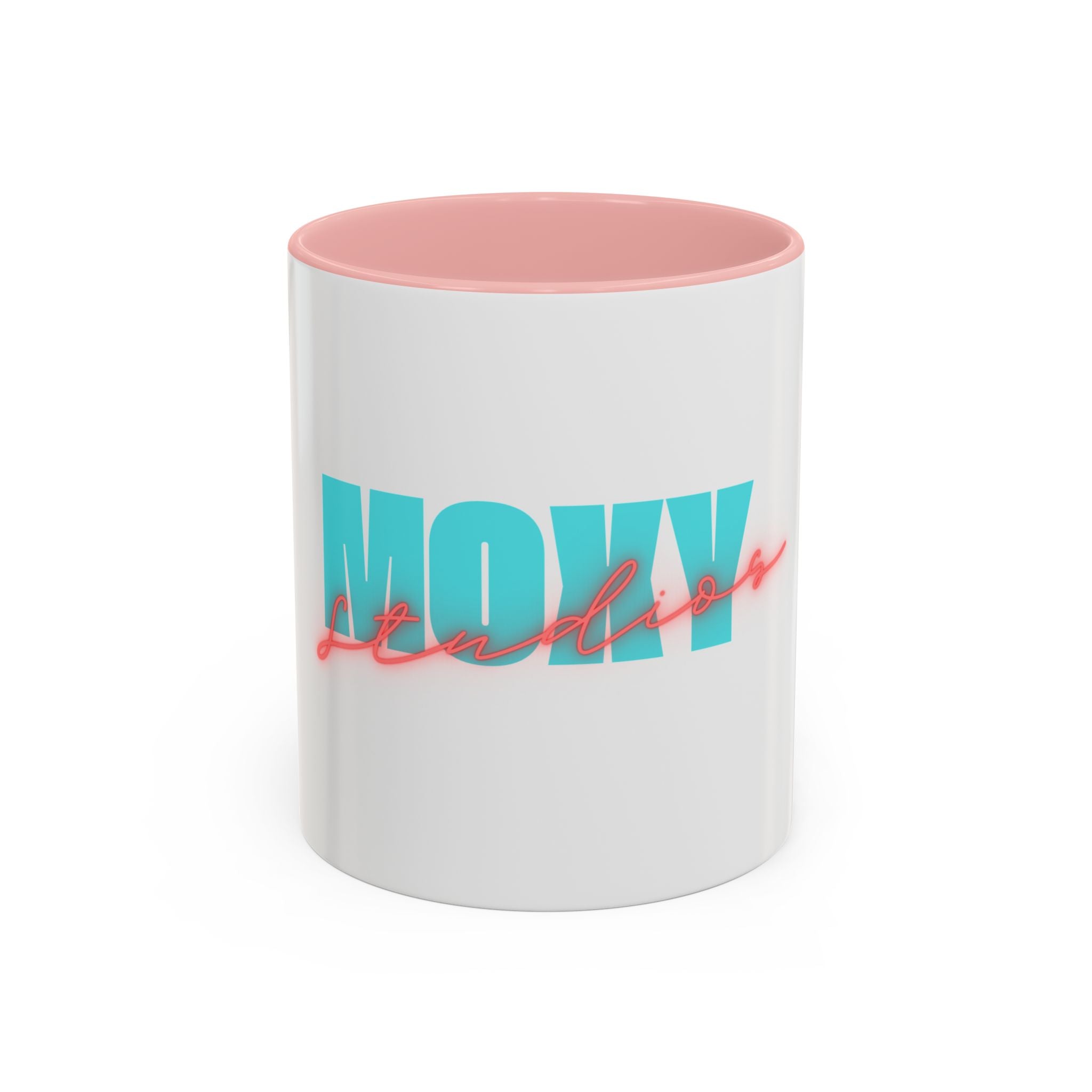 Moxy Cafe Accent Mug — Retro Turquoise & Neon Pink Coffee Cup (11/15oz)