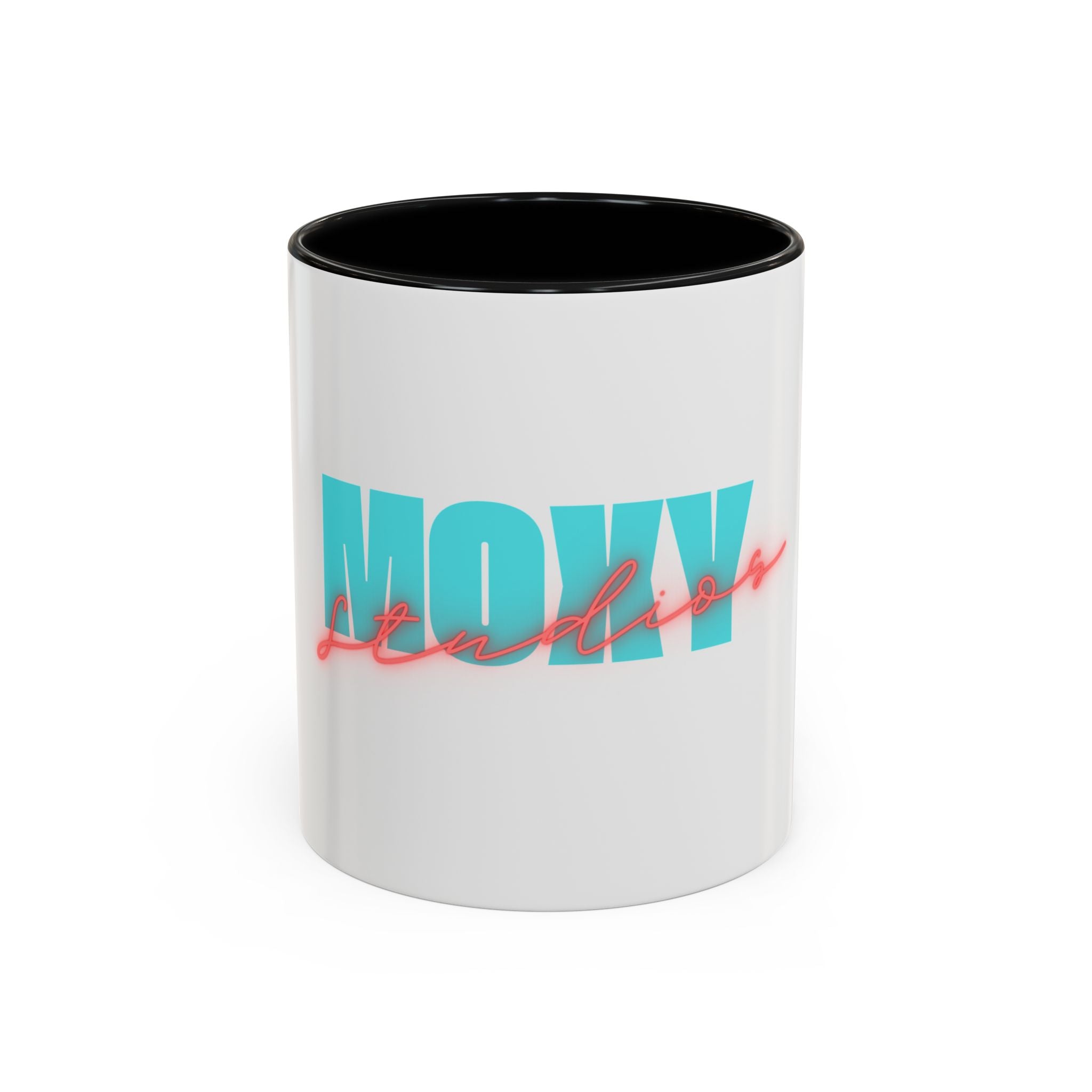 Moxy Cafe Accent Mug — Retro Turquoise & Neon Pink Coffee Cup (11/15oz)