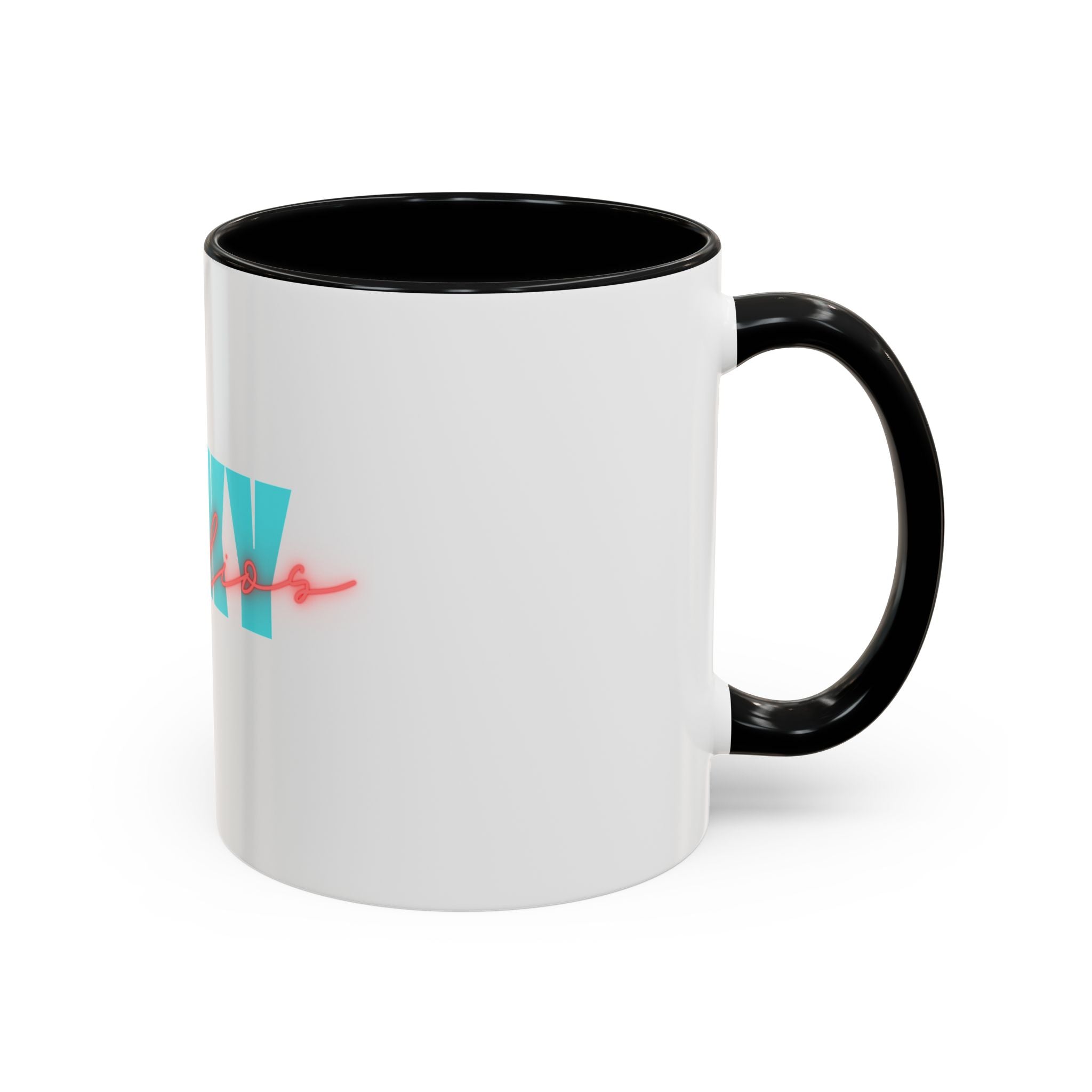 Moxy Cafe Accent Mug — Retro Turquoise & Neon Pink Coffee Cup (11/15oz)