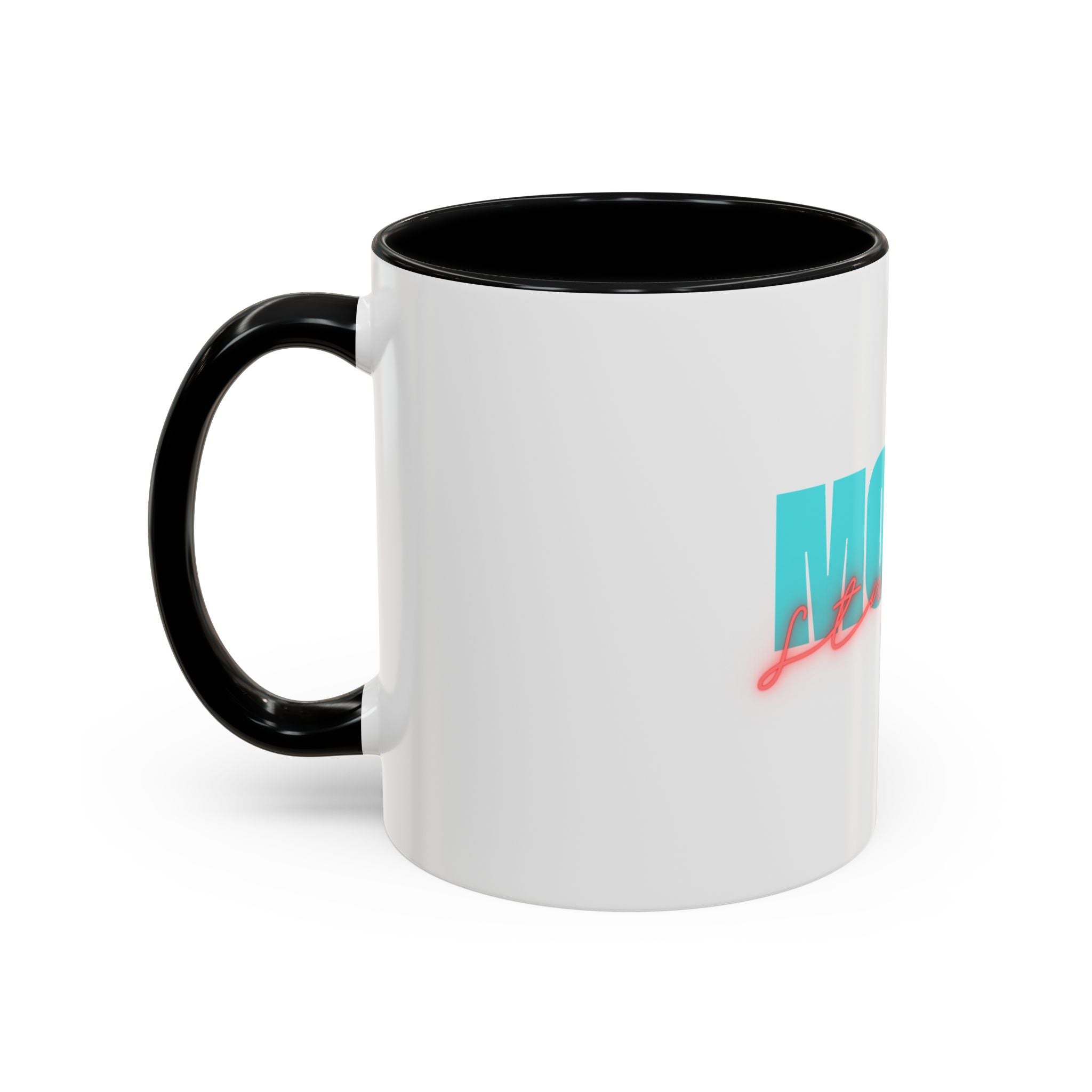 Moxy Cafe Accent Mug — Retro Turquoise & Neon Pink Coffee Cup (11/15oz)