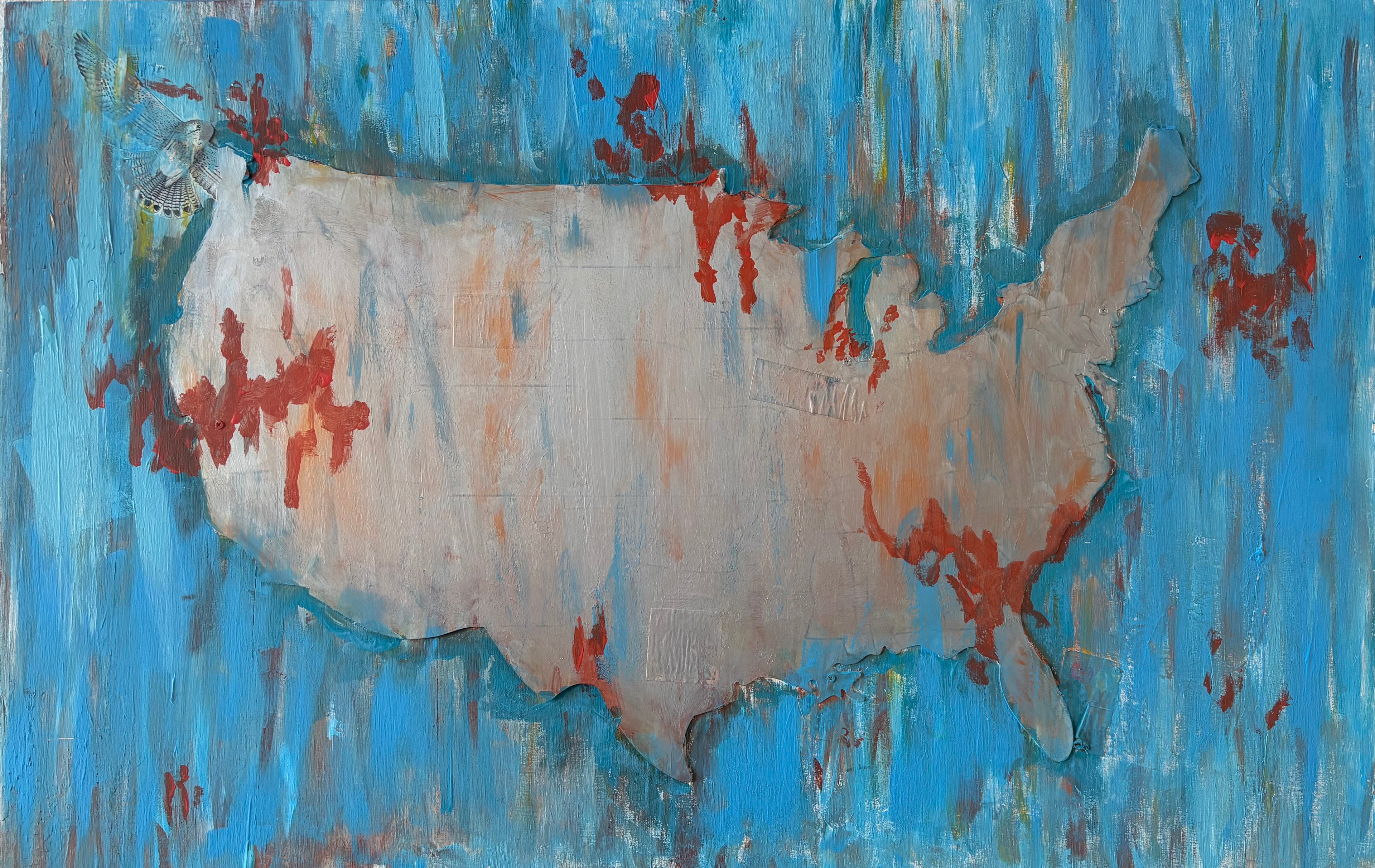 American Dream Original Art on Upcycled Thrift