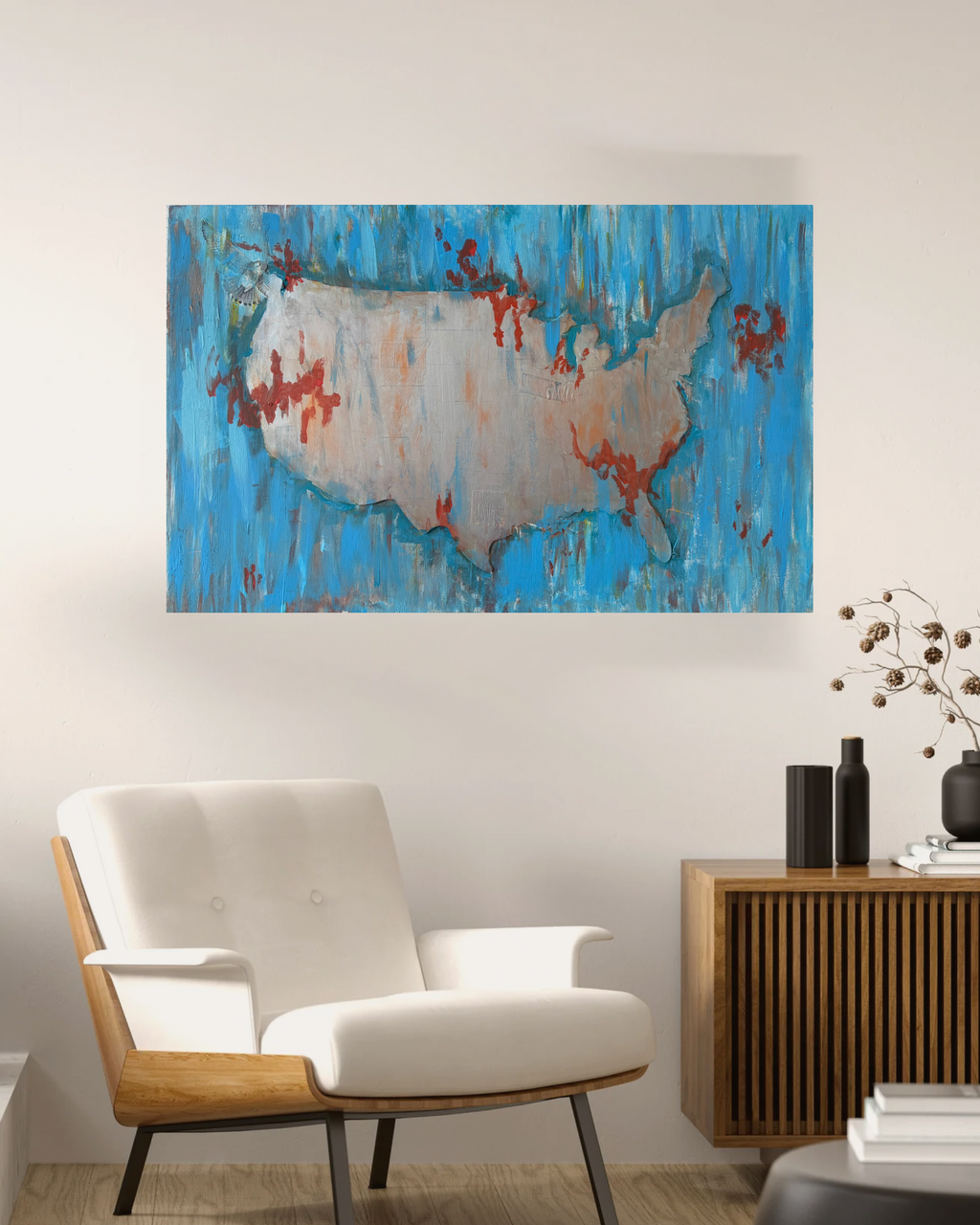 American Dream Original Art on Upcycled Thrift