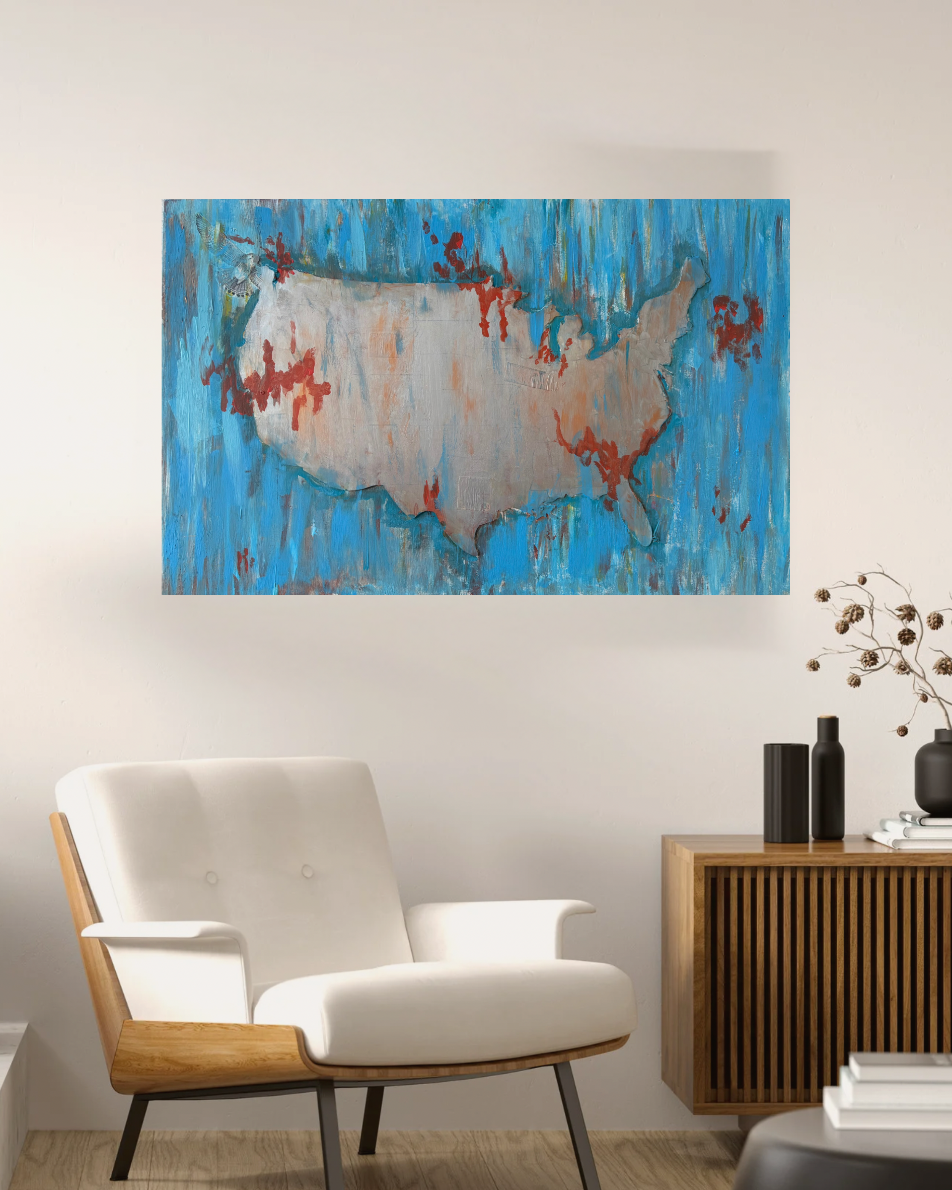 American Dream Original Art on Upcycled Thrift